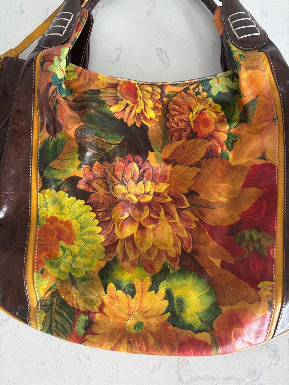 Stunning Maurizio Taiuti Leather Tote Bag with Tassel - Brown & Multicolor - Picture 8 of 8